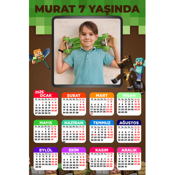 Minecraft Pixel Fon Temalı Takvim Magnet