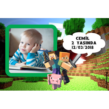 Minecraft Temalı Doğum Günü Magnet