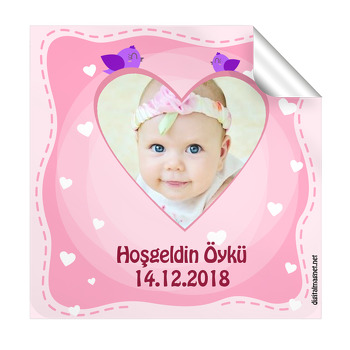 Minik Serçe Temalı Hoşgeldin Bebek  Kare Etiketi