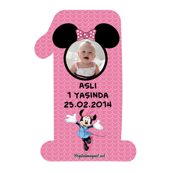Mininie Mouse Temalı  Doğum Günü Magnet