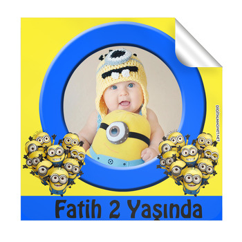 Minion Temalı Doğum Günü  Kare Etiket