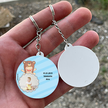 Miniş Ayı Temalı Bebek Daire Plastik Anahtarlık