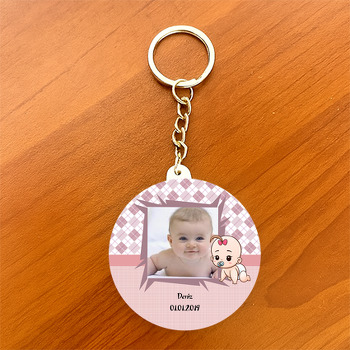 Miniş Bebek Temalı Hoşgeldin Bebek Daire Plastik Anahtarlık