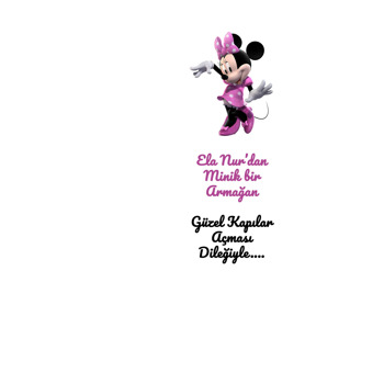 Minnie Mouse ile Beyaz Fon Temalı Hediyelik Kart