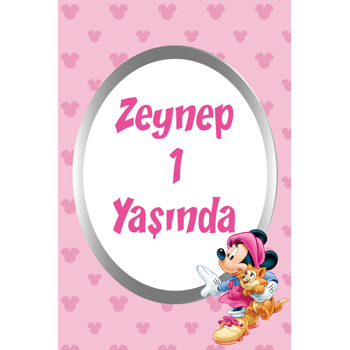 Minnie Mouse ile Kedi Temalı Parti Afiş