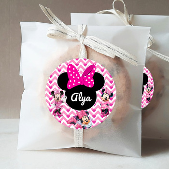 Minnie Mouse ile Zigzag Pembe Fon Temalı Sticker