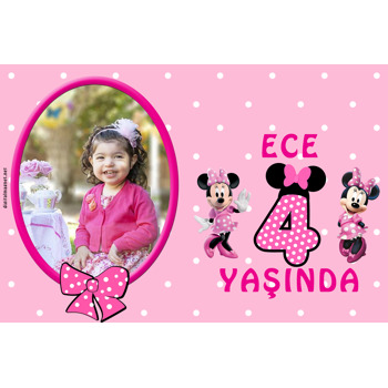 Minnie Mouse Temalı Doğum Günü Afiş