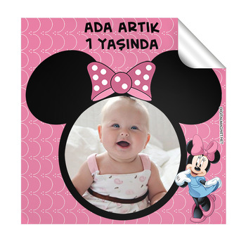 Minnie Mouse Temalı Doğum Günü  Kare Etiket
