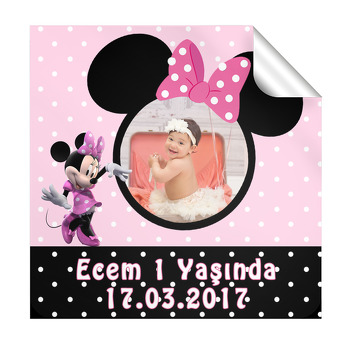 Minnie Mouse Temalı Kare Etiket
