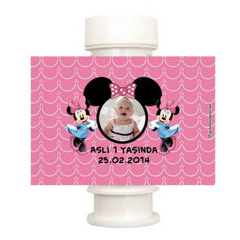 Minnie Mouse  Temalı Köpük Baloncuk Etiketi