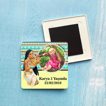 Moana Doğum Günü Plastik Kare Magnet
