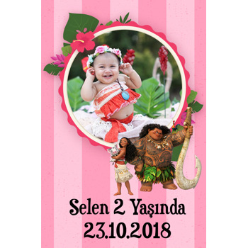 Moana Pink Temalı Doğum Günü Magnet