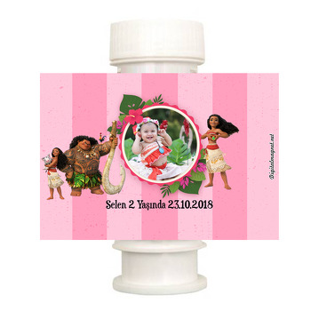 Moana Pink Temalı Köpük Baloncuk Etiketi