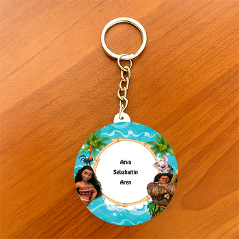 Moana Temalı Daire Plastik Anahtarlık