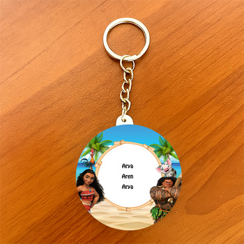 Moana Temalı Daire Plastik Anahtarlık