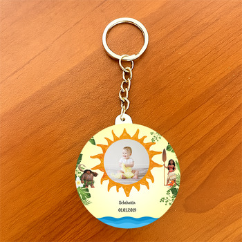 Moana Temalı Resimli Daire Plastik Anahtarlık