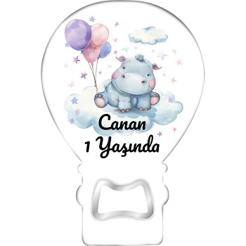 Mor Balonlu Hipopotam Temalı Balon Magnet Açacak