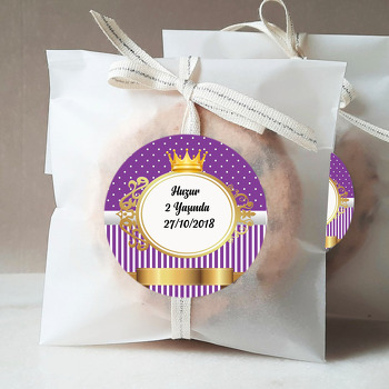 Mor Beyaz Gold Çerçeveli Temalı Sticker