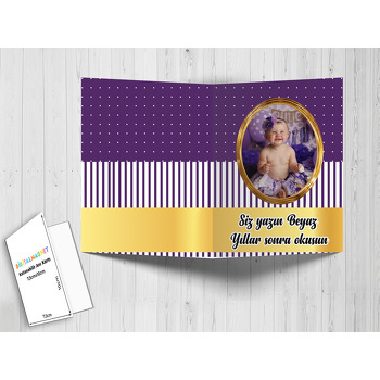 Mor Beyaz Gold Temalı Anı Kartı
