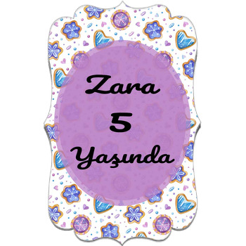 Mor Çerçeve ile Tatlı Şekerleme Fon Temalı Özel Kesim Magnet