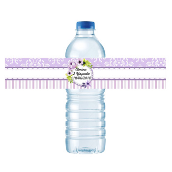 Mor Çiçek  Temalı Su Şişesi Etiketi