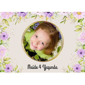 Mor Çiçekler ile Gold Çerçeve Temalı Doğum Günü Amerikan Servis