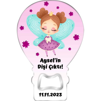 Mor Elbiseli Diş Perisi Temalı Balon Ahşap Magnet 
