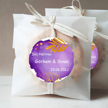 Mor Fonda Simli Gold Yapraklar Temalı Sticker