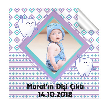 Mor Kare Çerçeveli Diş Buğdayı  Kare Etiket