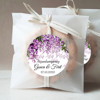 Mor Salkım Temalı Söz Nişan Nikah Sticker