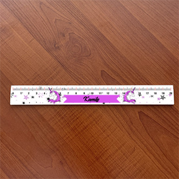 Mor Unicorn ile Yıldızlar Temalı Hediyelik Cetvel
