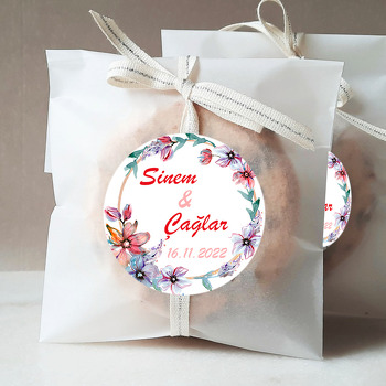 Mor ve Kırmızı Çiçek Çerçeve Temalı Sticker