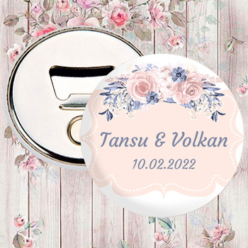 Mor Yapraklar ile Toz Pembe Çiçekler Temalı Magnet Açacak