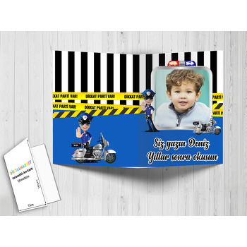 Motorlu Polis Temalı Anı Kartı