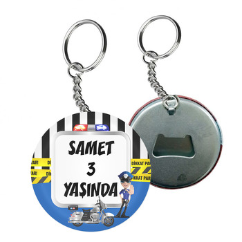 Motorlu Polis Temalı Arkası Açacak Anahtarlık