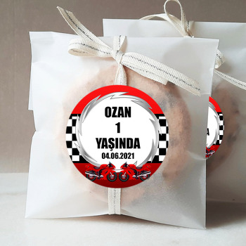 Motorsiklet ile Kırmızı Fon Temalı Sticker