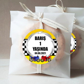 Motorsiklet ile Sarı Fon Temalı Sticker