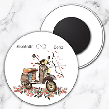 Motorsiklet Temalı Söz Nişan Nikah Daire Plastik Magnet