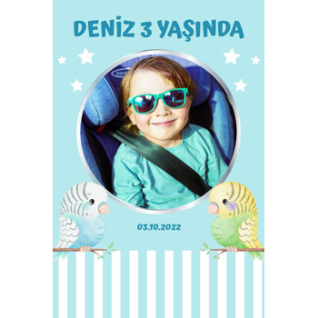 Muhabbet Kuşu Temalı Doğum Günü Magnet
