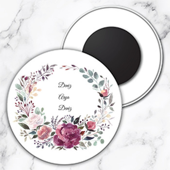 Mürdüm Gül Temalı Söz Nişan Nikah Daire Plastik Magnet