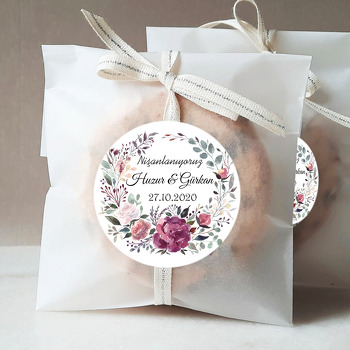 Mürdüm Gül Temalı Söz Nişan Nikah Sticker