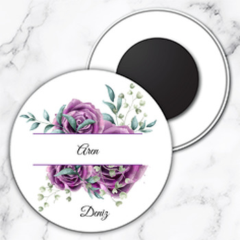 Mürdüm Güller Temalı Söz Nişan Nikah Daire Plastik Magnet