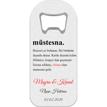 Müstesna Kelime Anlamı Temalı Siyah Söz Nişan Nikah Uzun Oval Magnet Açacak