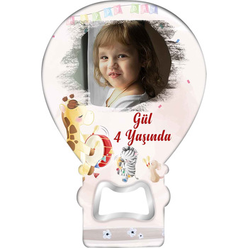 Müzisyen Zürafa ile Arkadaşları Temalı Balon Ahşap Magnet 