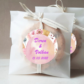 Natural Ayçiçekleri ile Pembe Elips Temalı Sticker