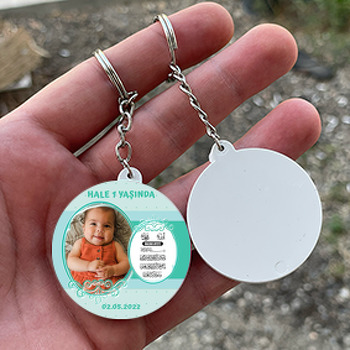 Nazar Ayeti ile Yeşil Şeffaf Çerçeve Temalı Daire Plastik Anahtarlık