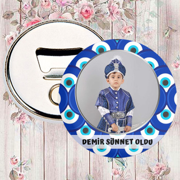 Nazar Boncuğu Fonda Gümüş Çerçeve Temalı Magnet Açacak
