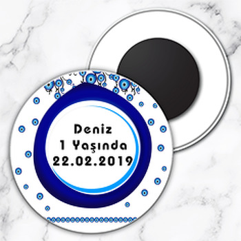 Nazar Boncuğu Temalı Daire Plastik Magnet