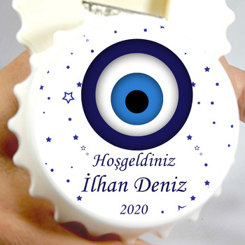 Nazar Boncuğu Temalı Kapak Şekilli Magnet Açacak