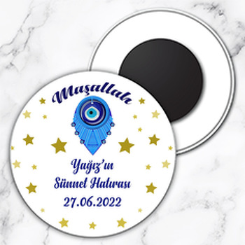 Nazar Boncuğu ve Boncuk İşi Temalı Daire Plastik Magnet